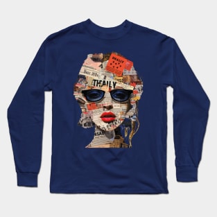 Dada Punk Collage Woman's Head Long Sleeve T-Shirt